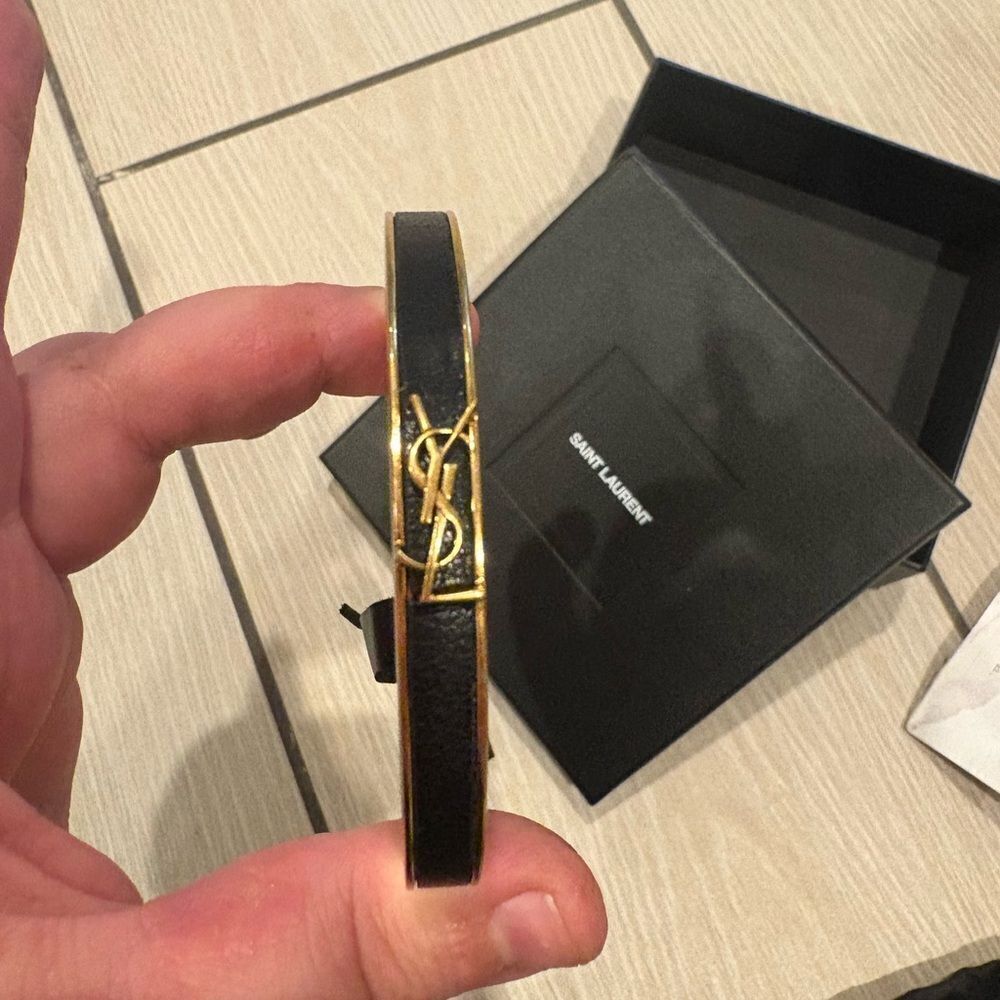 Brand new with box and dustbag Saint Laurent Black Leather Bracelet